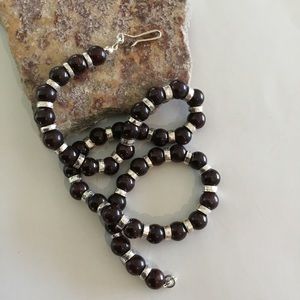 Genuine red garnet on .999 fine silver necklace